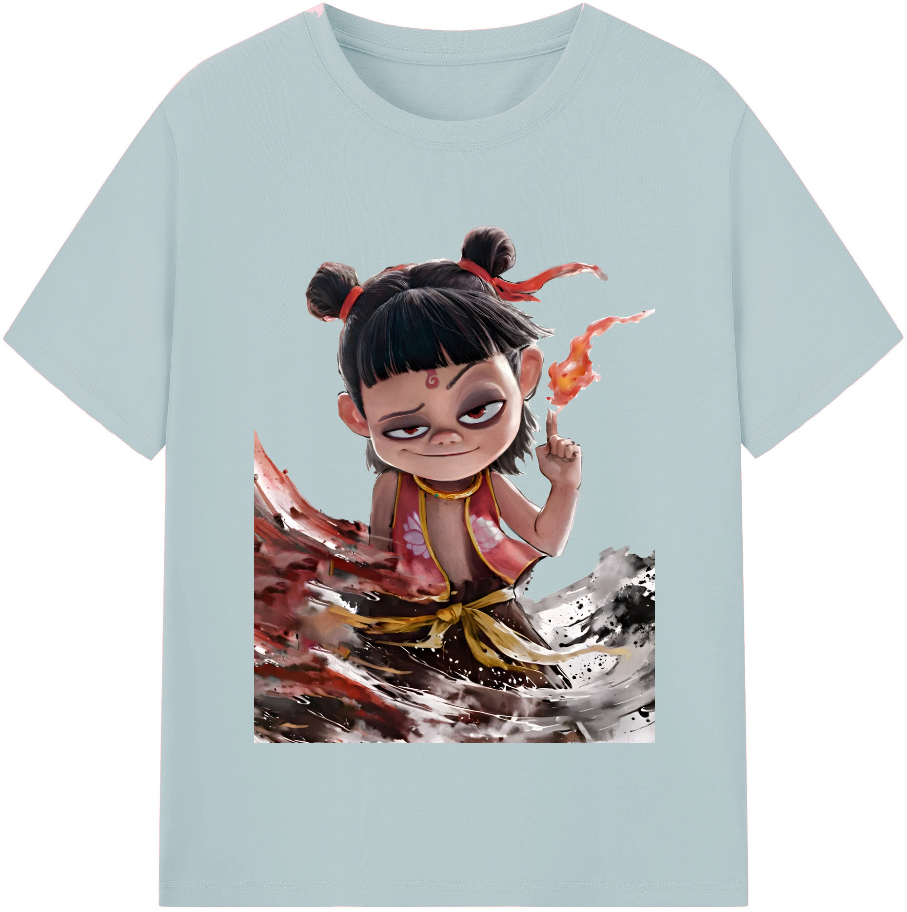 （画像用） Ne Zha 2 ナタ 魔童の大暴れ 綿100％半袖Tシャツ（フロントプリント）